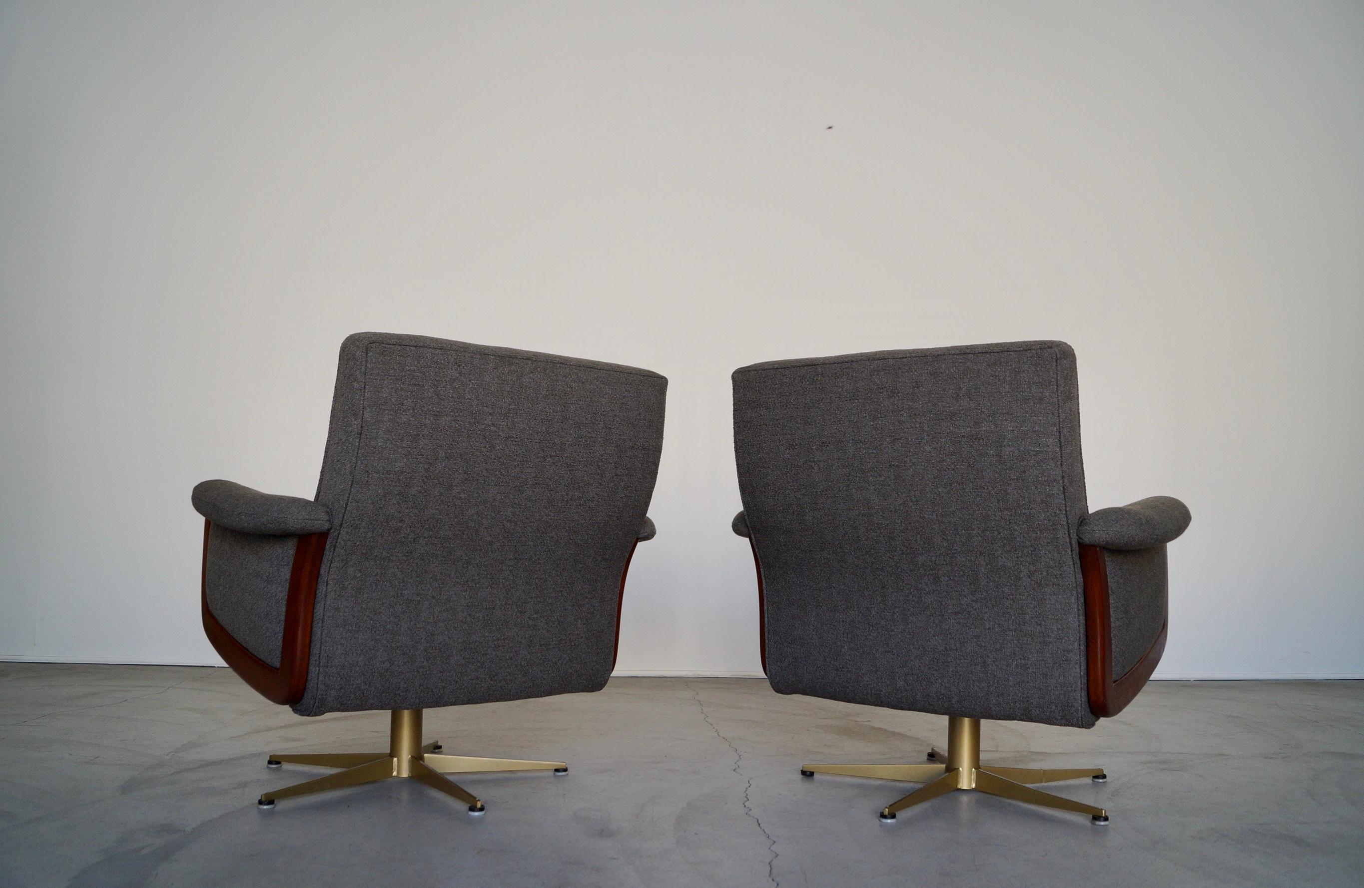 1970's Mid-Century Modern Swivel Lounge Chairs - a Pair For Sale 1