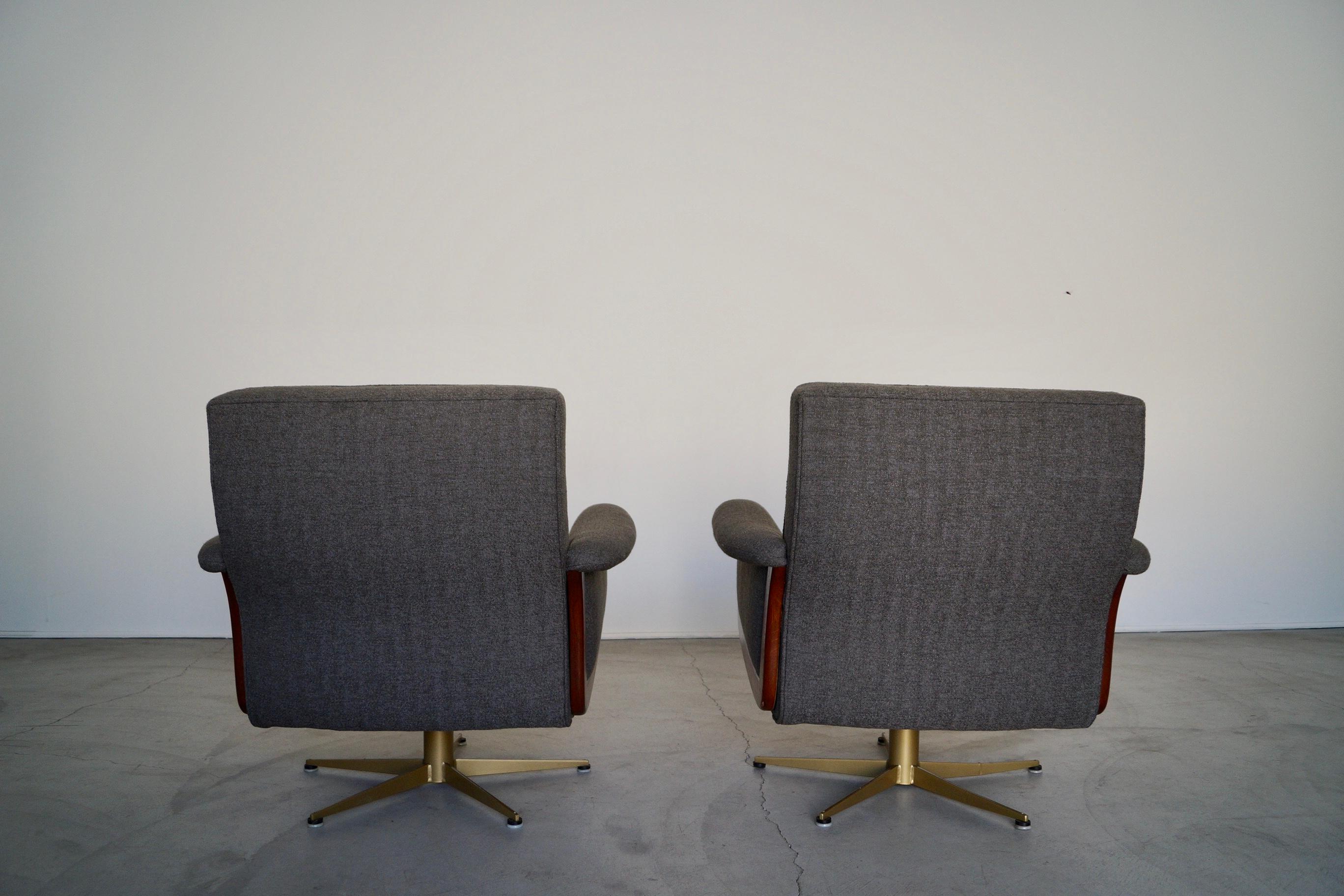 1970's Mid-Century Modern Swivel Lounge Chairs - a Pair For Sale 2
