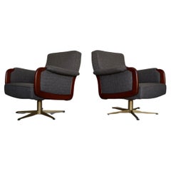 1970's Mid-Century Modern Swivel Lounge Chairs - a Pair
