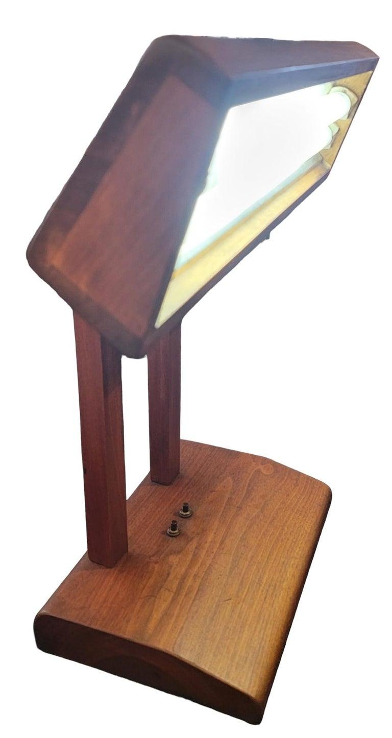 Bronze 1970s Mid-Century Modern Teak Laboratory Desk Lamp For Sale