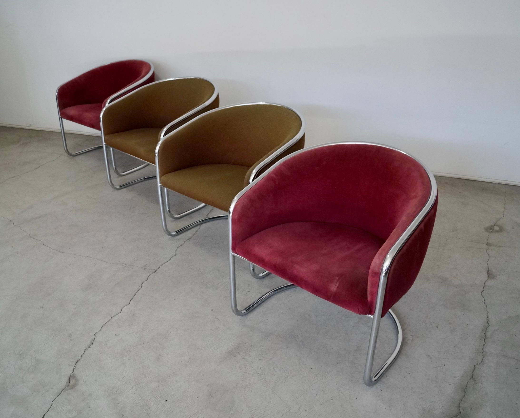 American 1970's Mid-Century Modern Thonet Chrome Armchairs - Set of Four For Sale
