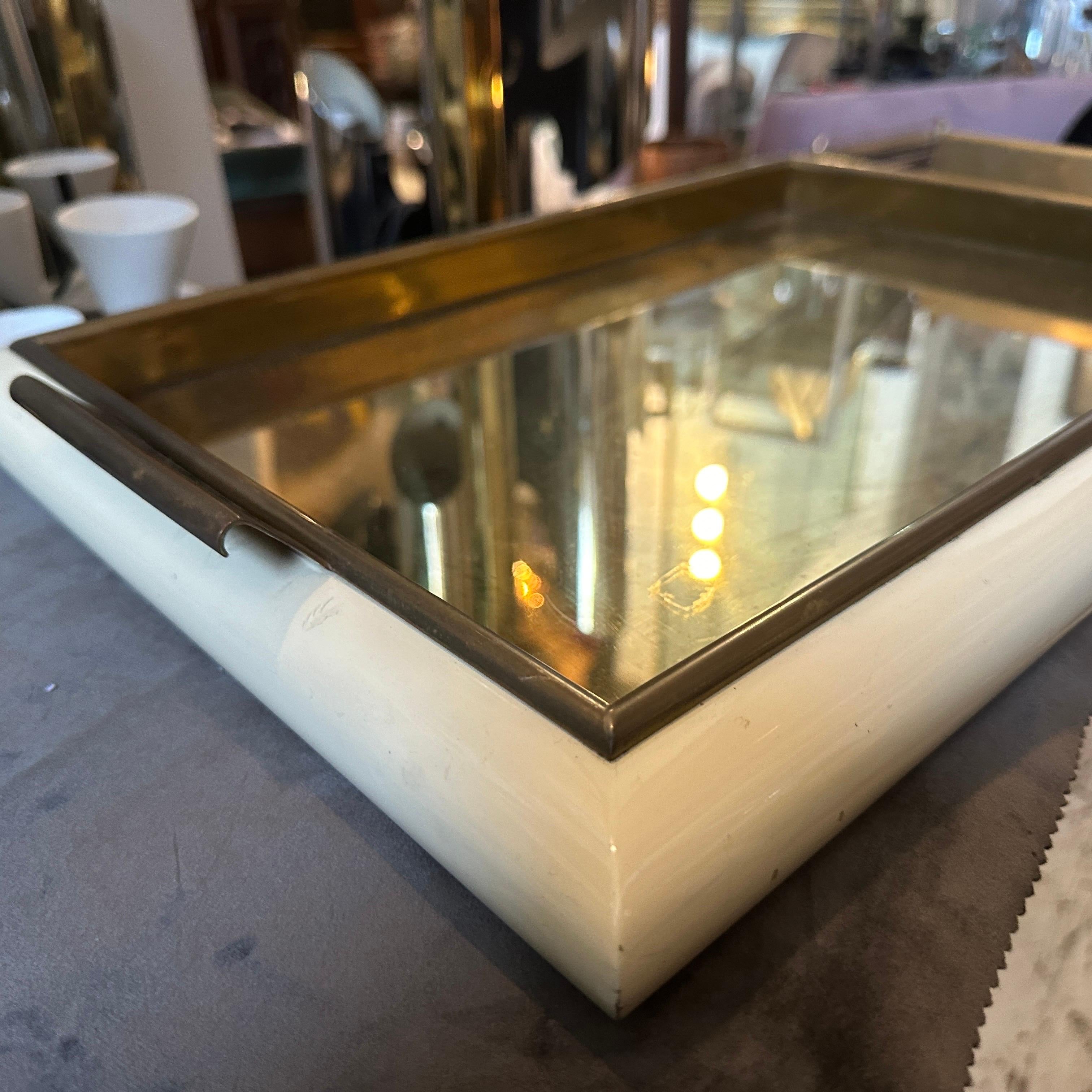 Italian 1970s Mid-Century Modern Tommaso Barbi Rectangular Serving Tray For Sale
