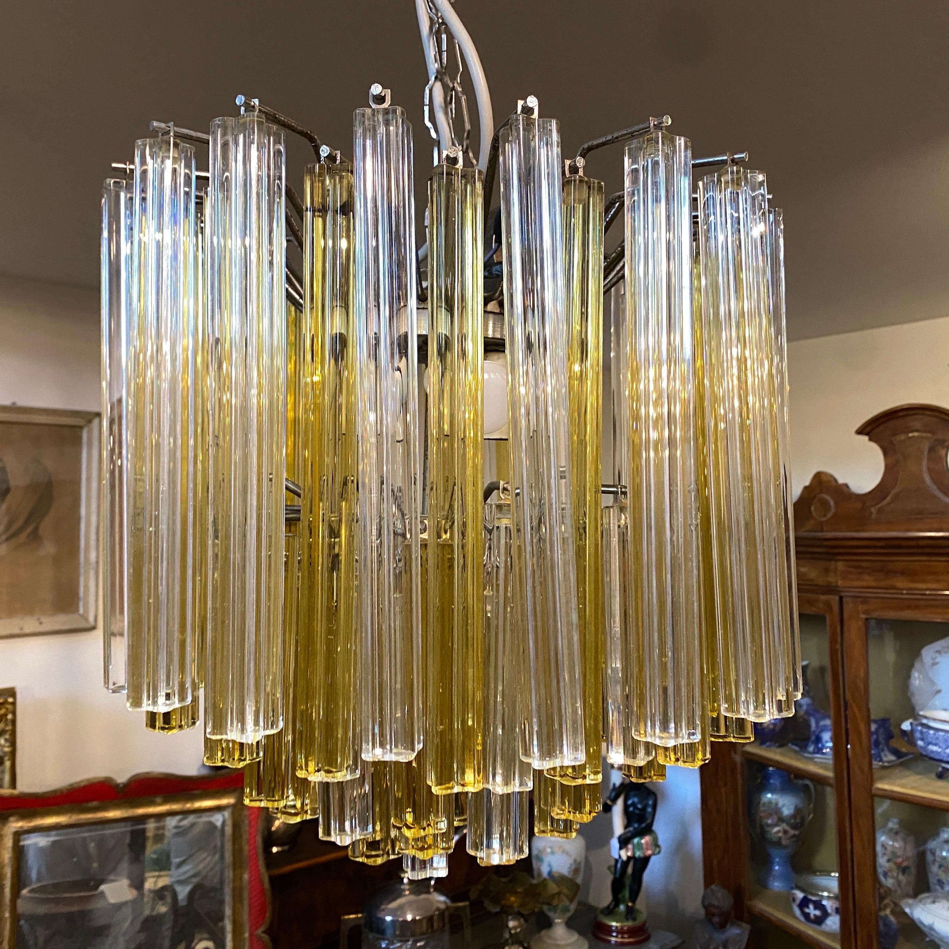 1970s Mid-Century Modern Trilobi Murano Glass Round Chandelier by Venini 23