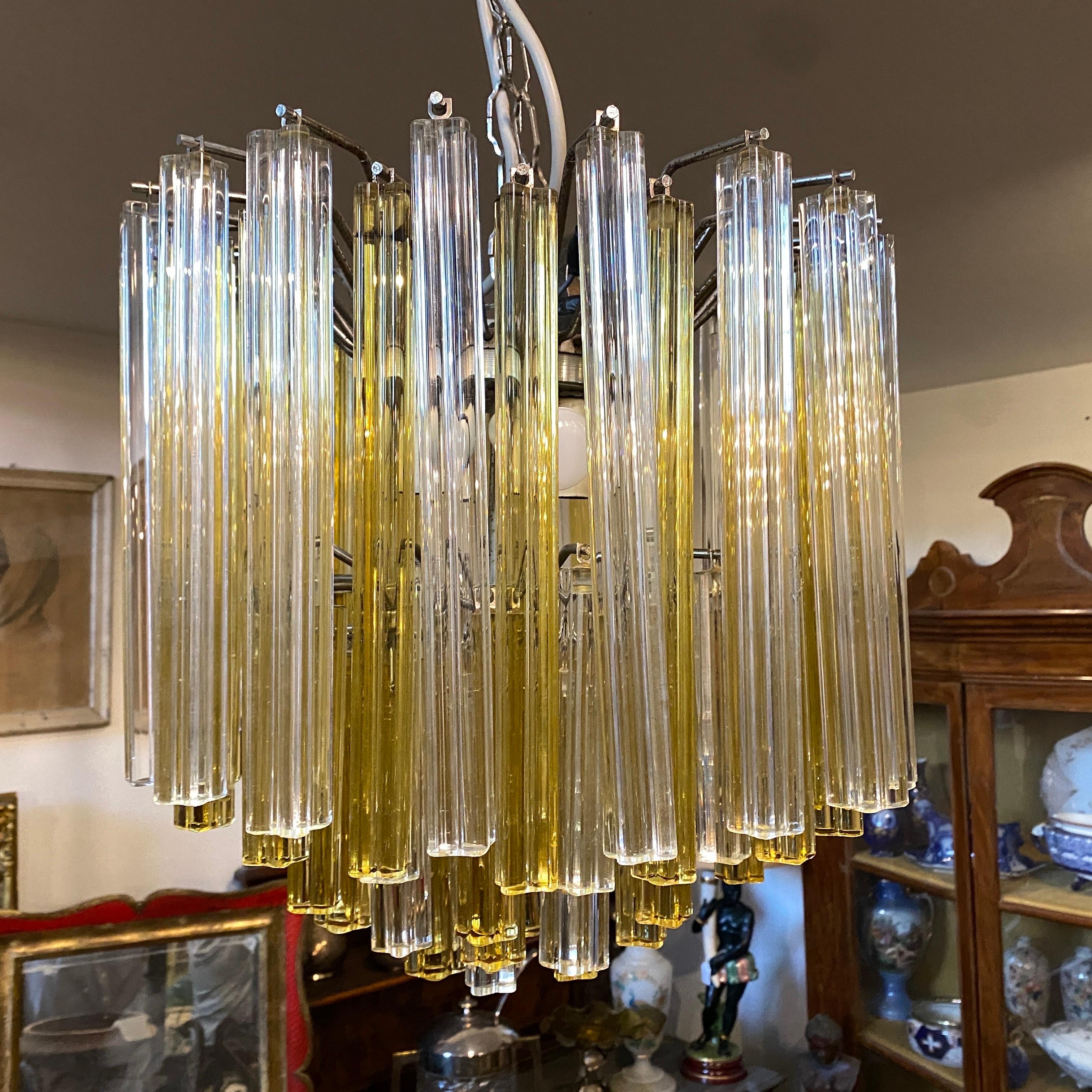 1970s Mid-Century Modern Trilobi Murano Glass Round Chandelier by Venini 24