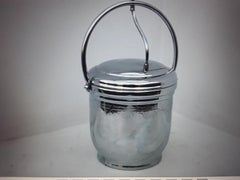 1970's Mid Century Modern "United Solid Brass Co." Chrome & Glass Ice Bucket