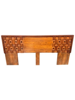 1970s Mid Century Modern Vintage Brutalist Style King Headboard