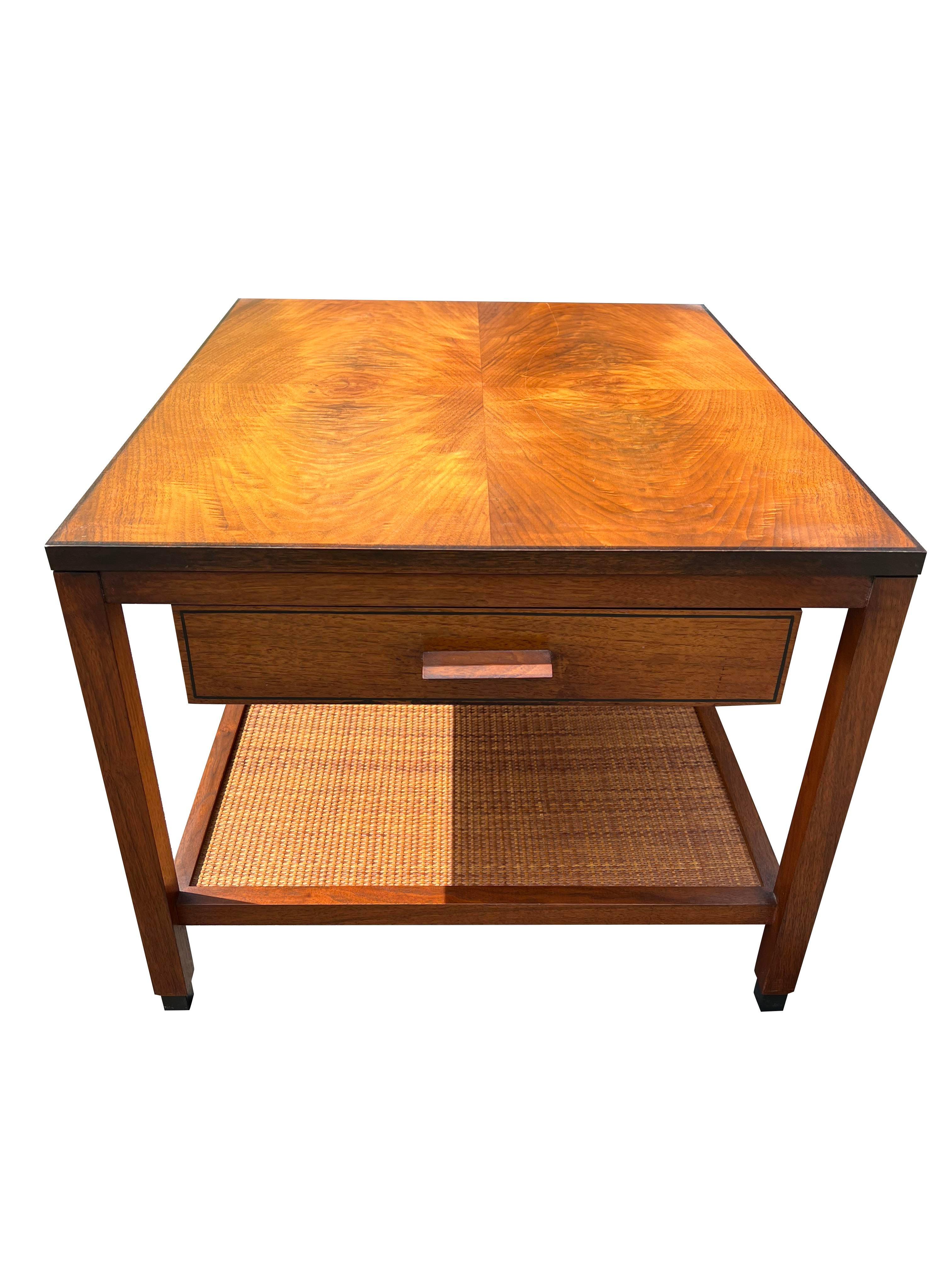 Mid-Century Modern Table d'appoint vintage mi-siècle moderne avec canne, années 1970 en vente