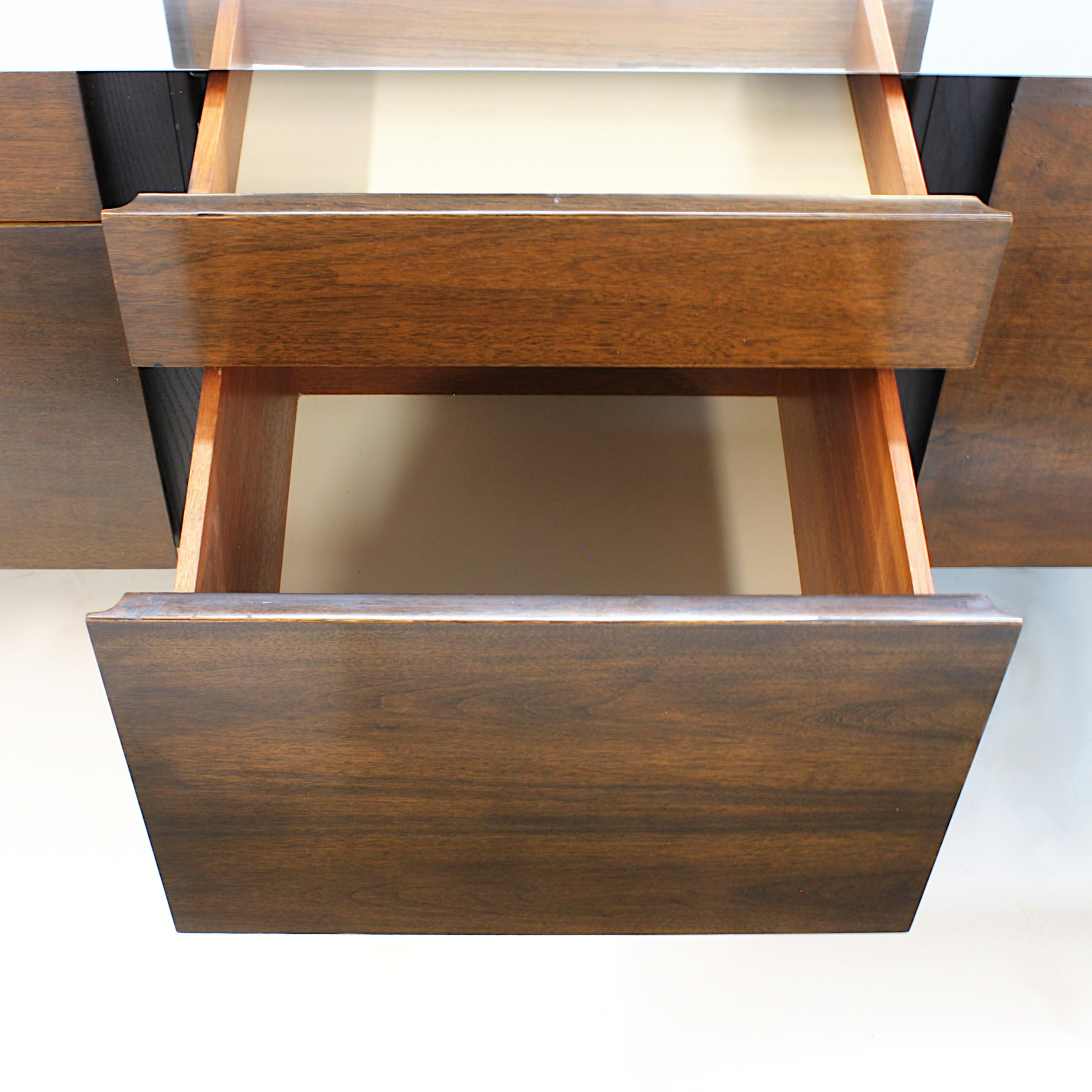 1970s Mid-Century Modern Walnut and Aluminum Credenza by George Ciancimino 1