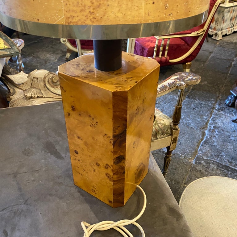 1970s Mid-Century Modern Walnut Italian Table Lamp For Sale 7