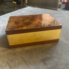 1970s Mid-Century Modern Walnut root and Gilt Metal Italian Luxury Box
