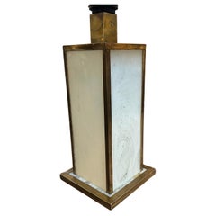1970s Mid-Century Modern White Lucite and Brass Italian Table Lamp