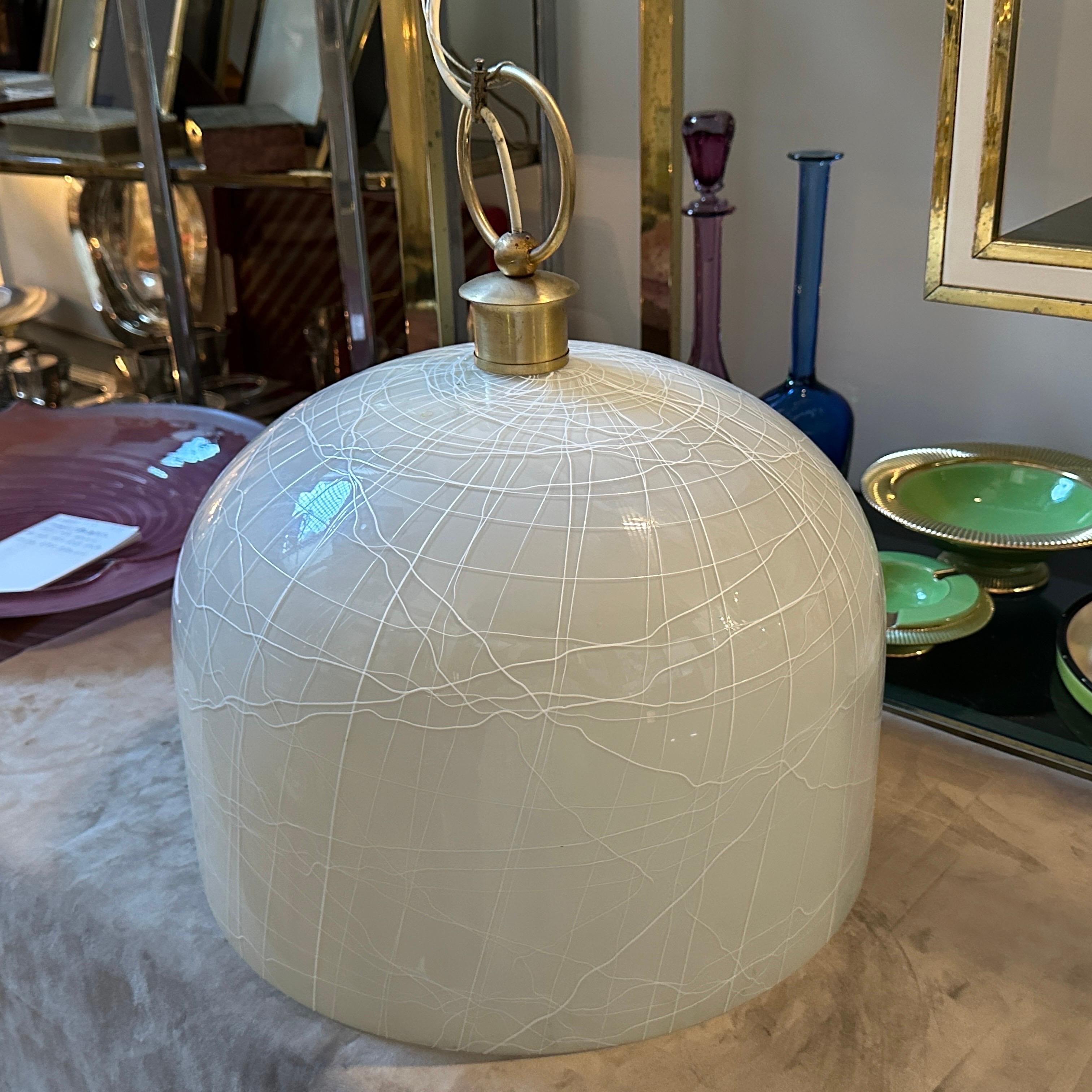 1970s Mid-Century Modern White Murano Glass Round Pendant by La Murrina For Sale 5