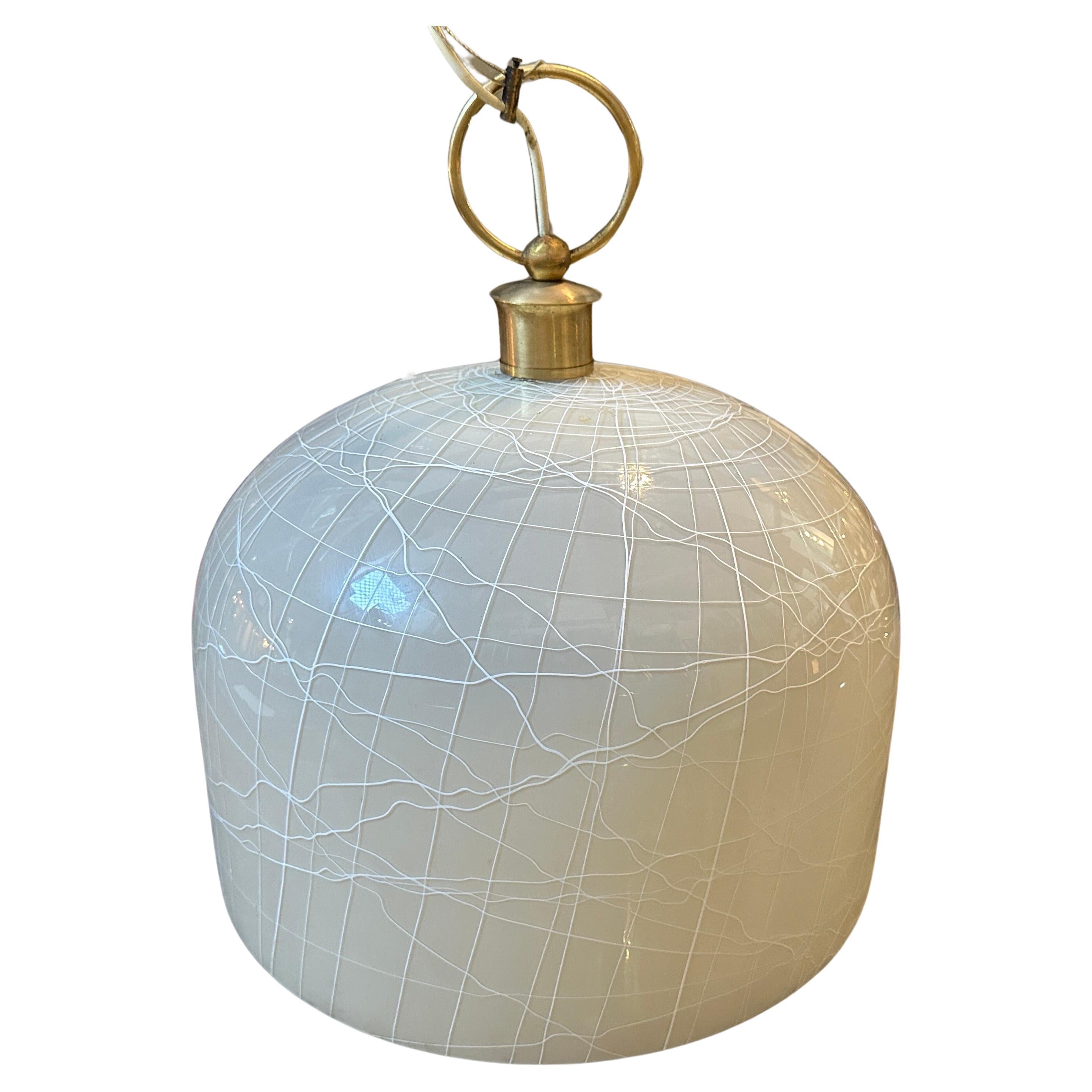 1970s Mid-Century Modern White Murano Glass Round Pendant by La Murrina For Sale