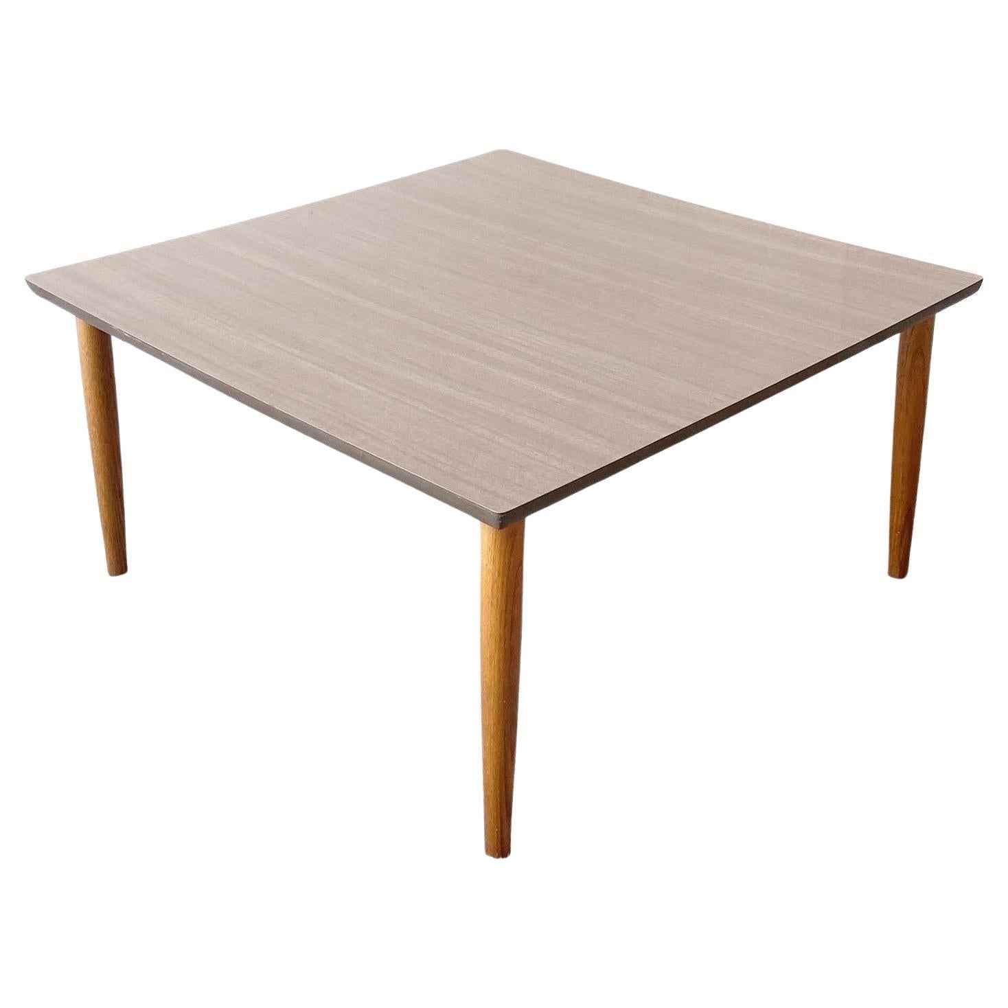 1970s Mid Century Modern Wood Grain Laminate Top Coffee Table For Sale