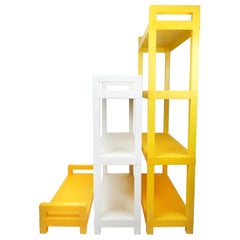 1970s Mid-Century Modern Yellow and White Modular Shelving