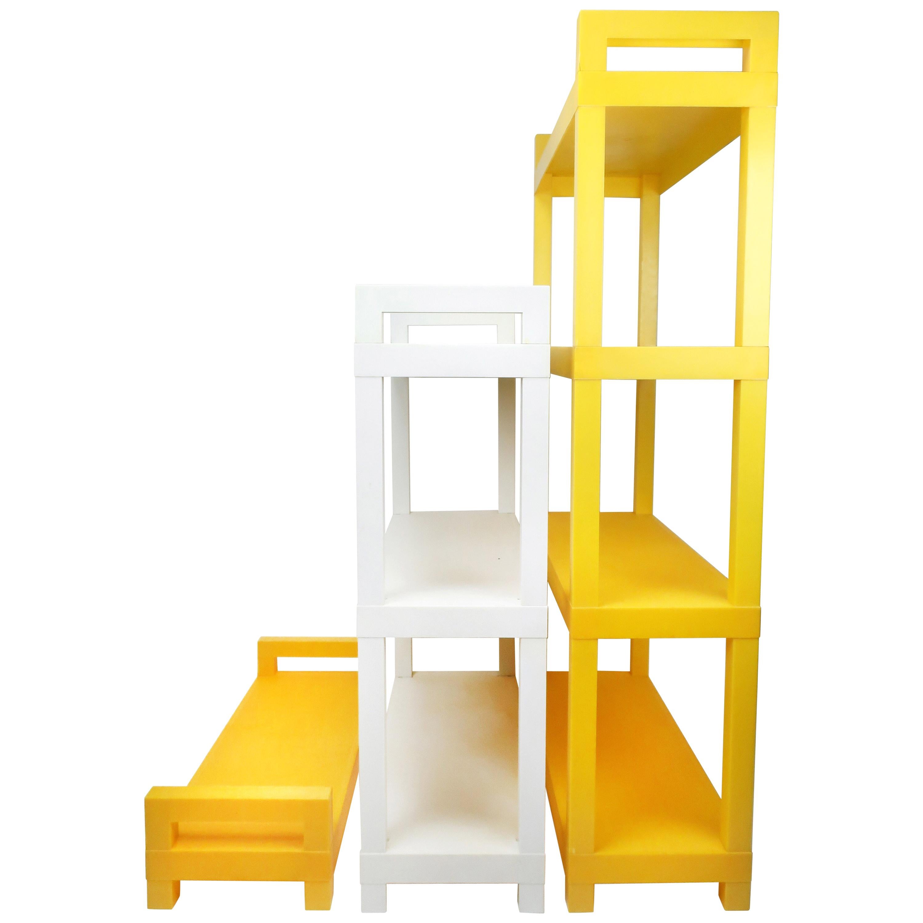 1970s Mid-Century Modern Yellow and White Plastic Shelving