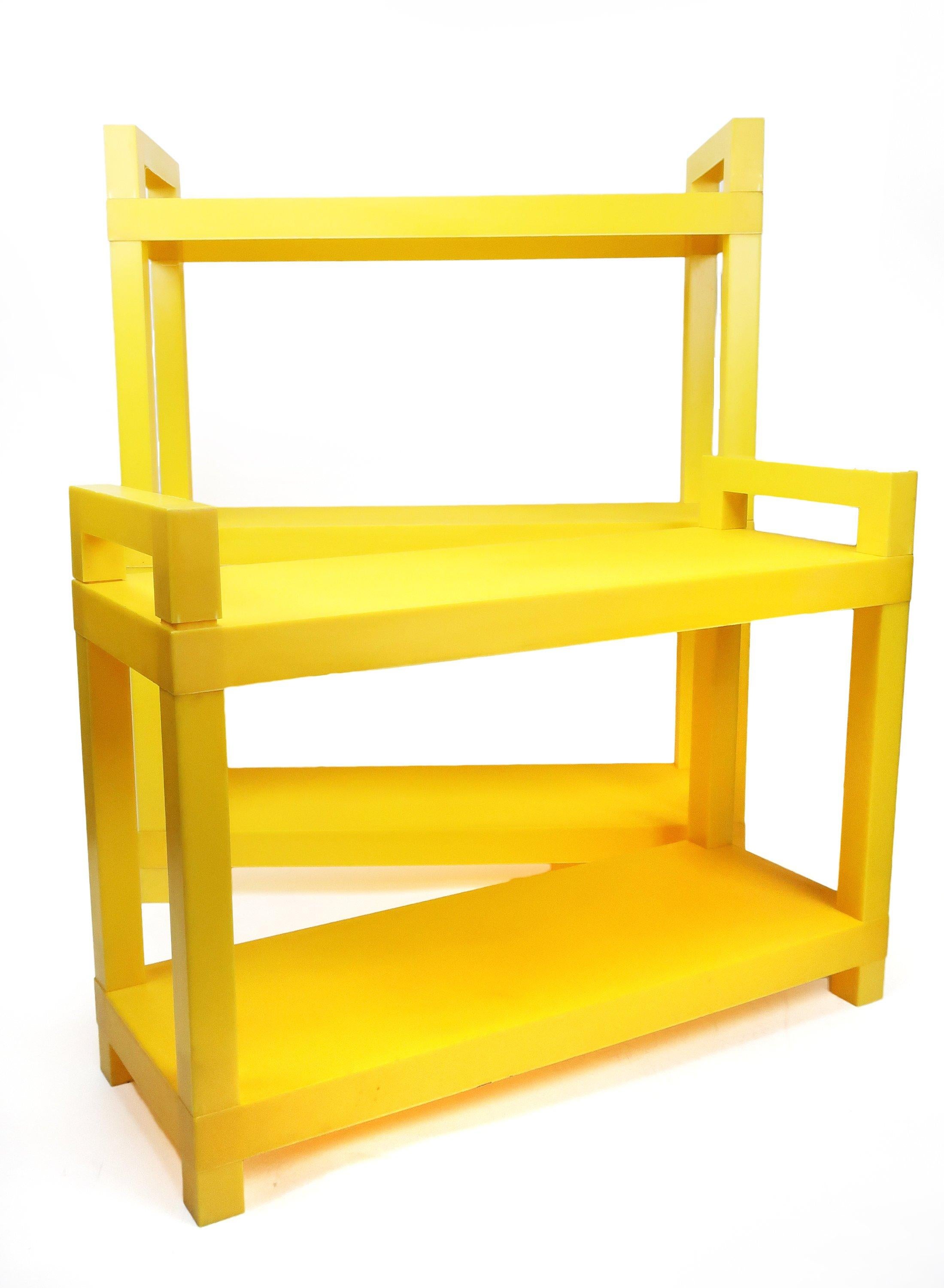 Unknown 1970s Mid-Century Modern Yellow and White Modular Shelving