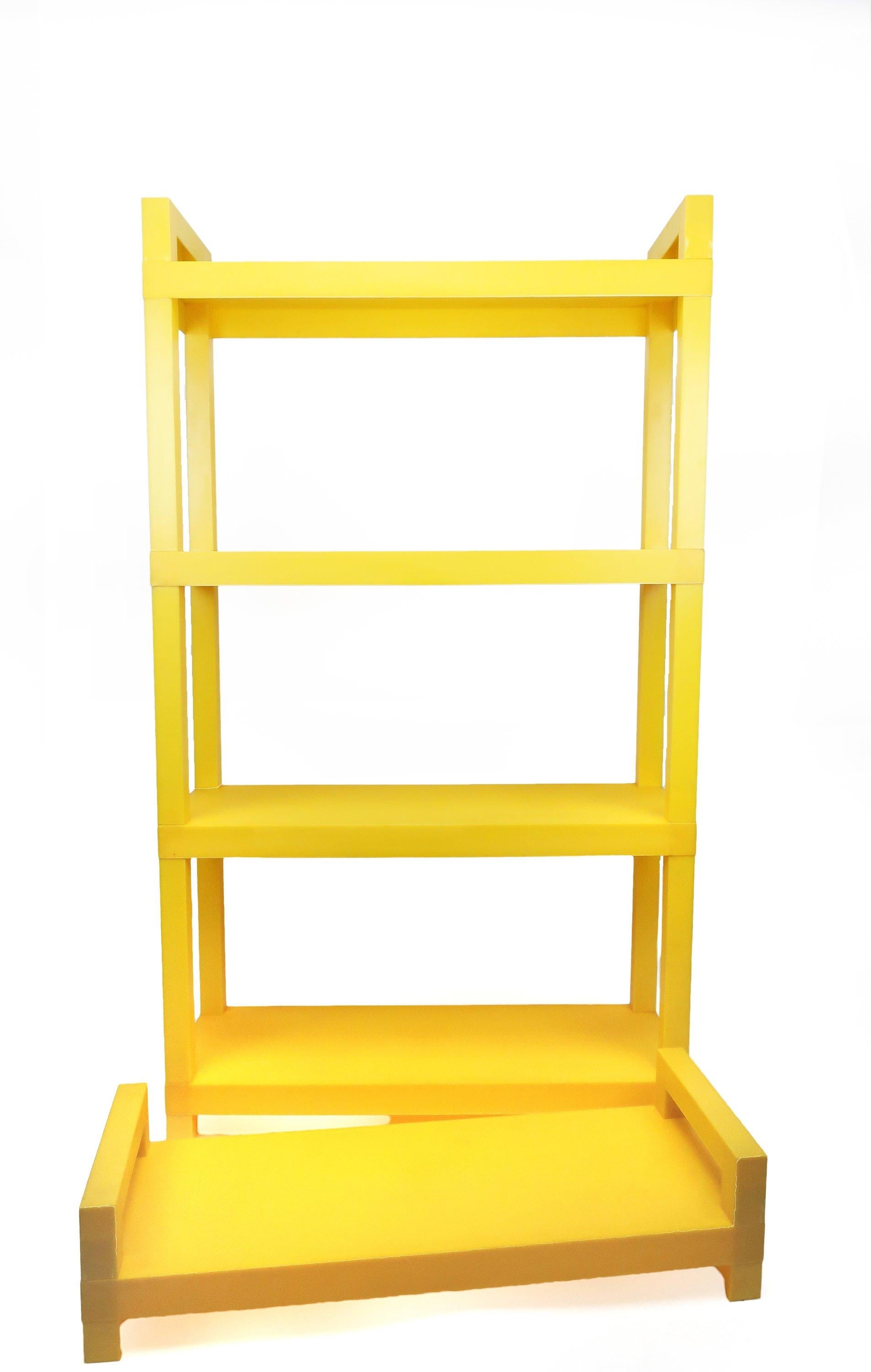 1970s Mid-Century Modern Yellow and White Modular Shelving In Good Condition In Brooklyn, NY
