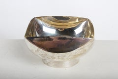 1970s Mid-Century Modernist Ward Bennett Silver-Plated Brass Crescent Bowl