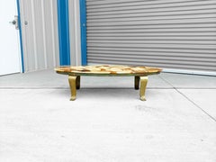 1970 Mid Century Onyx & Brass Coffee Table by Arturo Pani for Muller