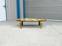 1970 Mid Century Onyx & Brass Coffee Table by Arturo Pani for Muller