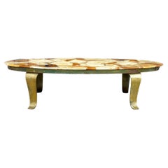 1970 Mid Century Onyx & Brass Coffee Table by Arturo Pani for Muller