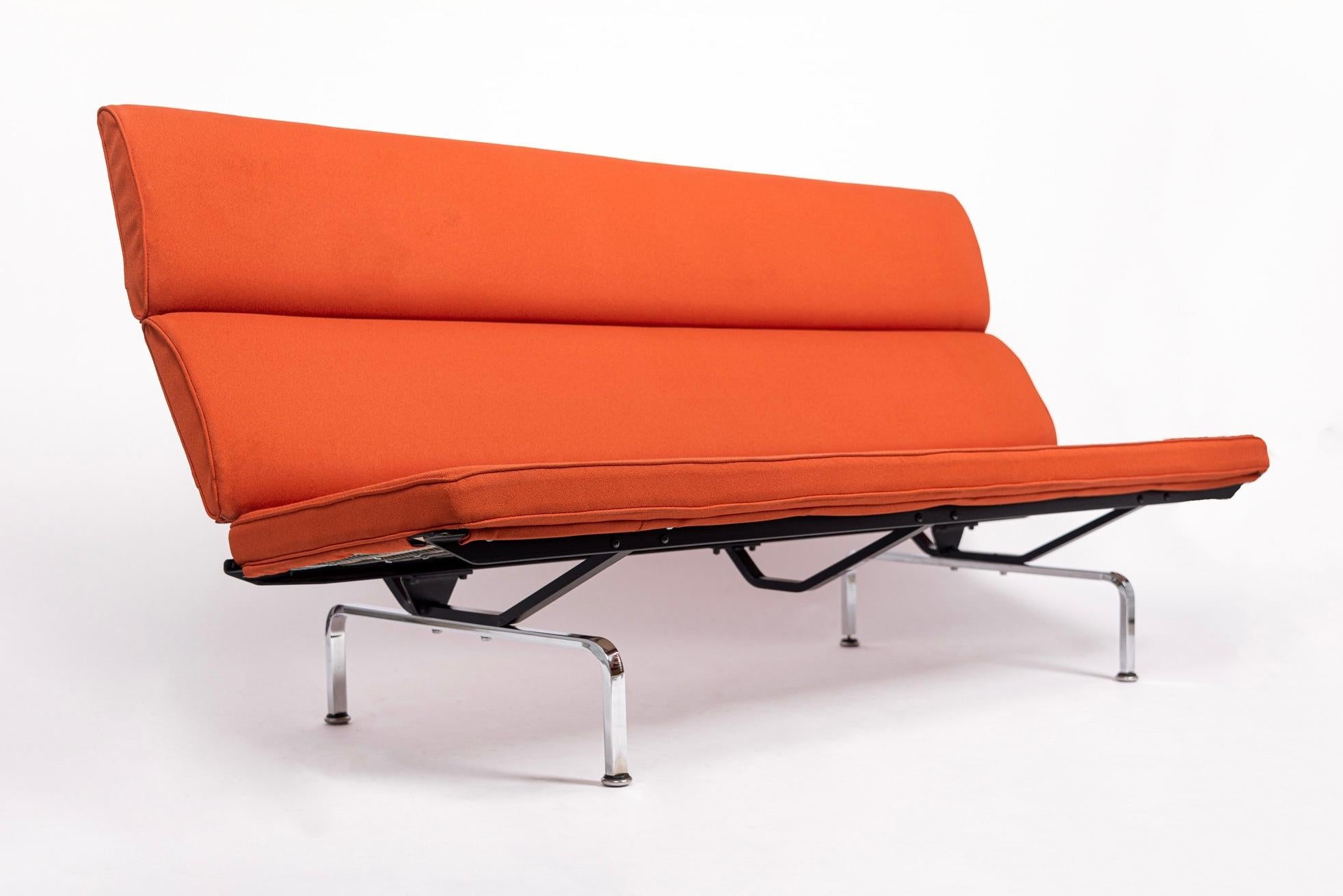 Mid-Century Modern 1970s Midcentury Orange Sofa Compact by Charles & Ray Eames for Herman Miller