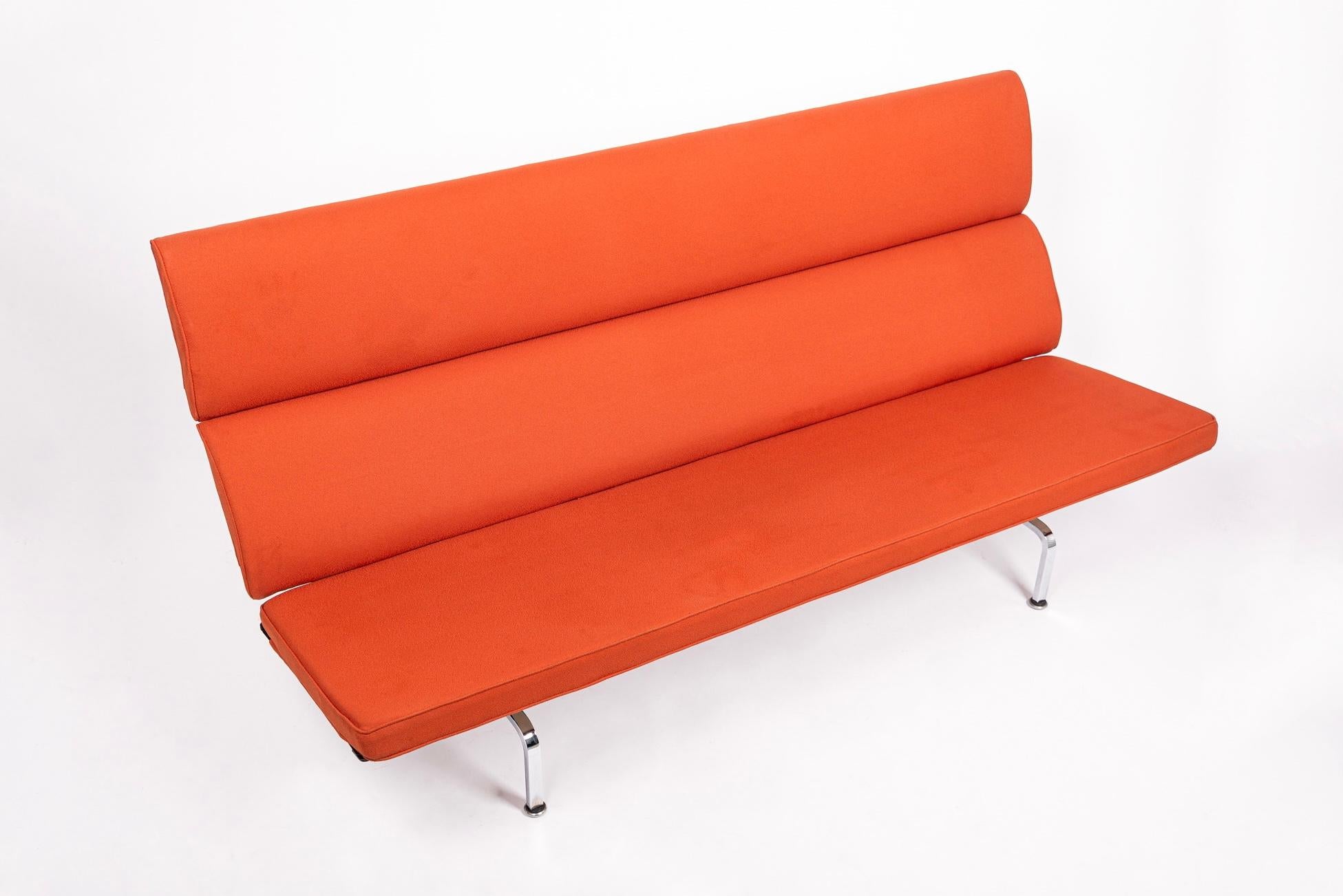American 1970s Midcentury Orange Sofa Compact by Charles & Ray Eames for Herman Miller