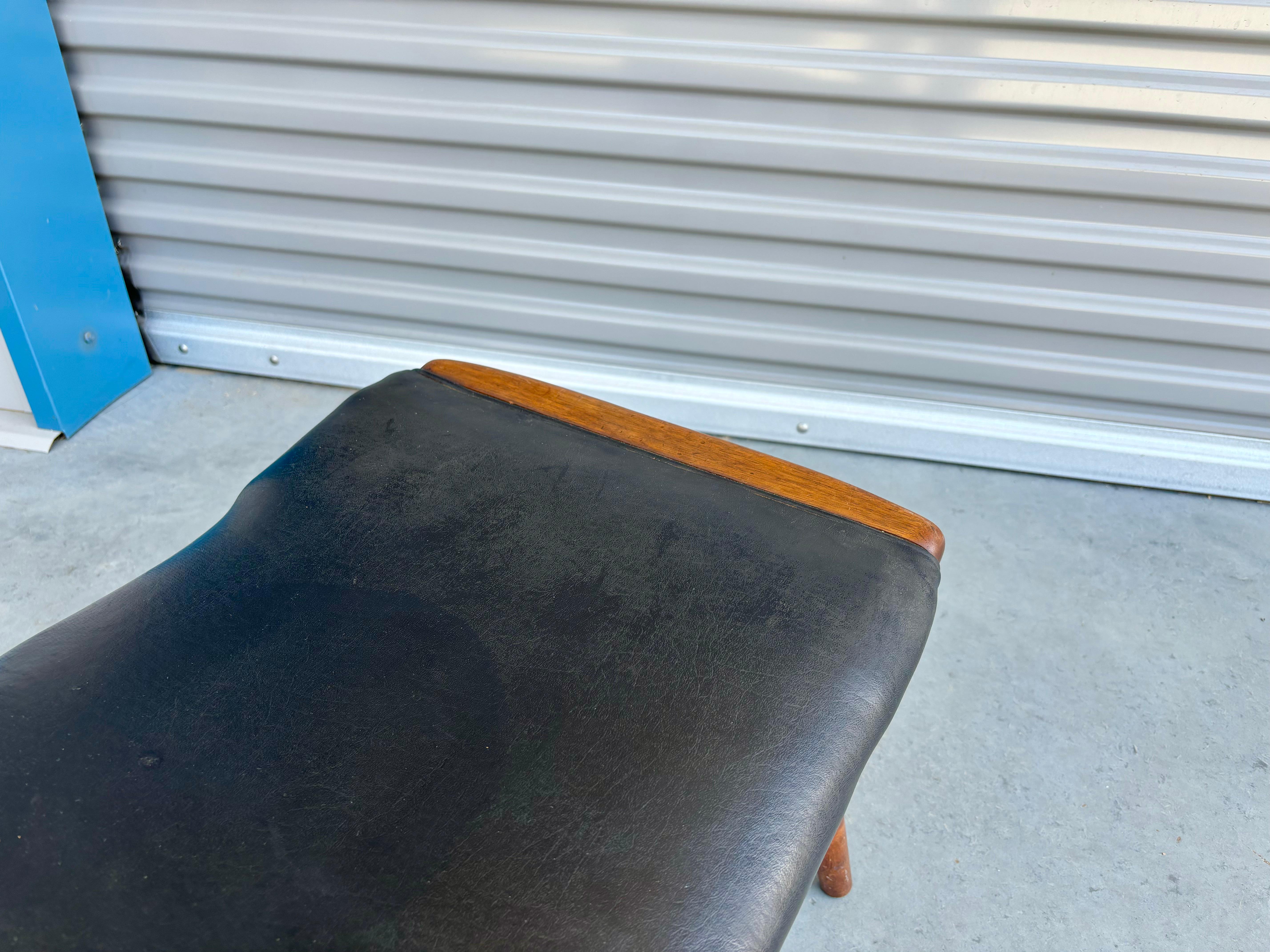 Leather 1970s Mid Century Papa Bear Ottoman Styled After Hans J. Wegner For Sale