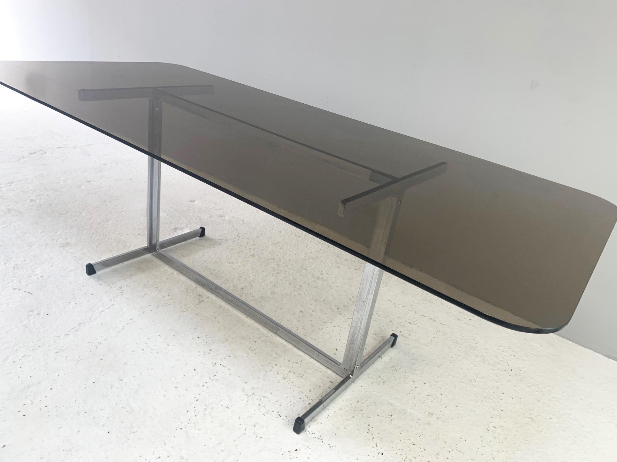 1970’s Mid Century Pieff Glass Dining Table / Rare Very Large For Sale 1