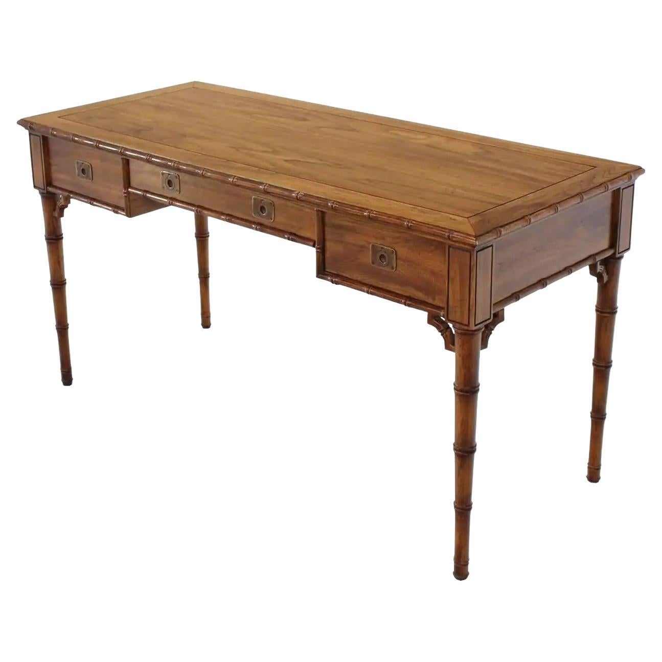 1970s Midcentury Pine Desk with Bamboo Design Detailing at 1stDibs