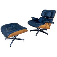 1970s Mid Century Recliner Chair and Ottoman Styled After Herman Miller