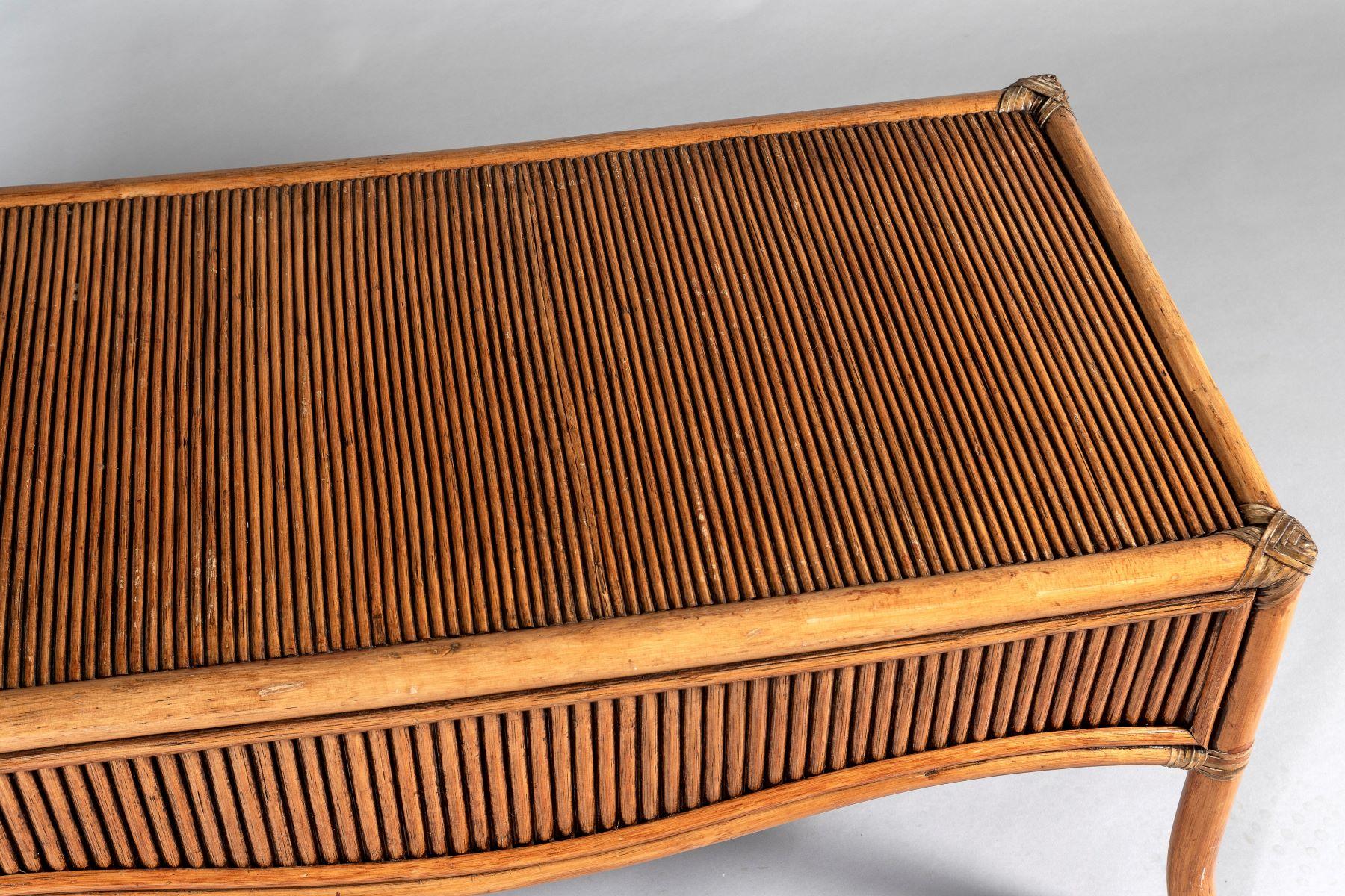 1970s Mid Century Reeded Bamboo Coffee Table in the manner of Vivai del Sud 5