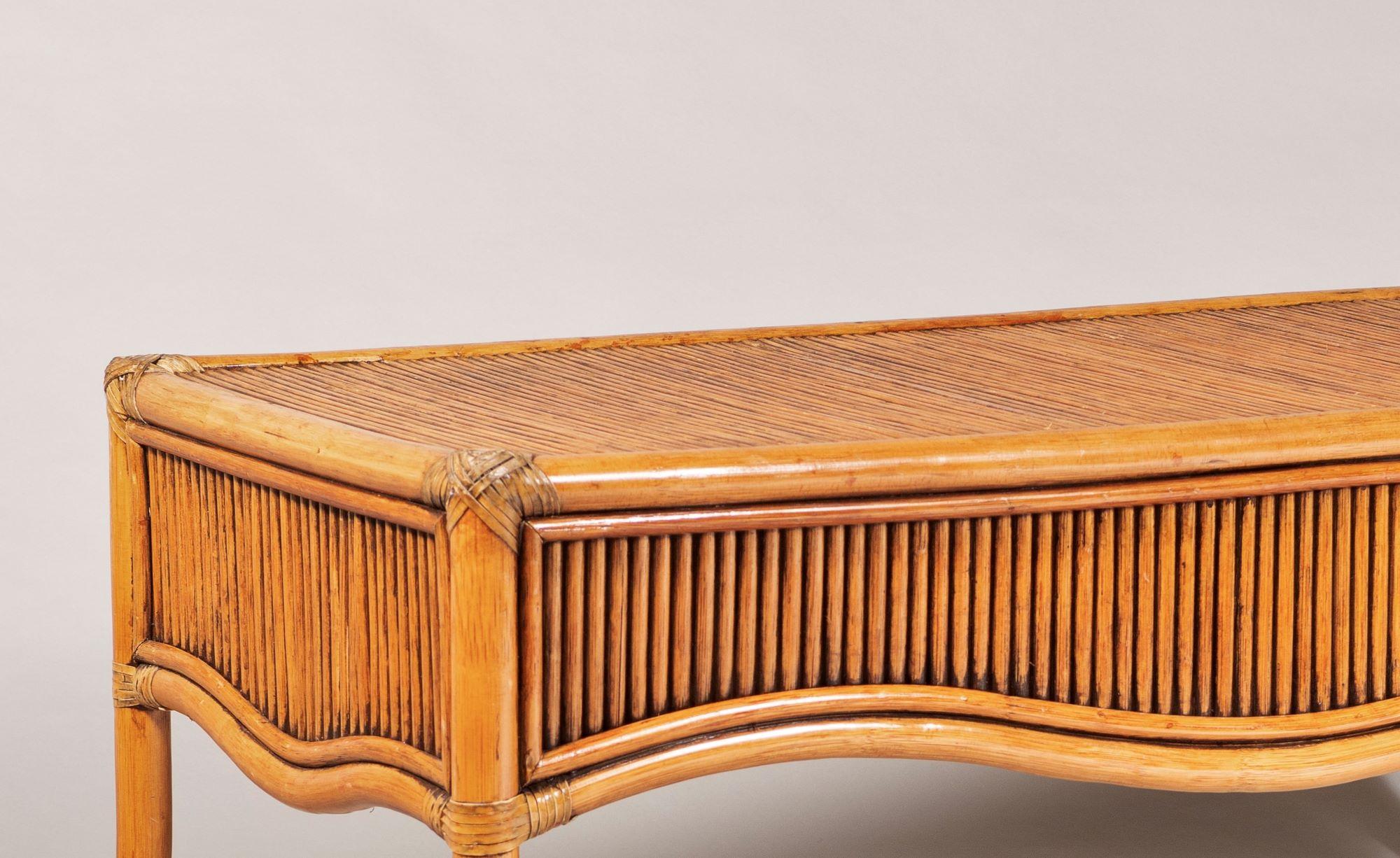 Mid-Century Modern 1970s Mid Century Reeded Bamboo Coffee Table in the manner of Vivai del Sud