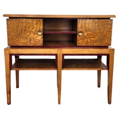 Retro 1970s Mid-Century Regency Italian Wood and Brass Consolle Sideboard