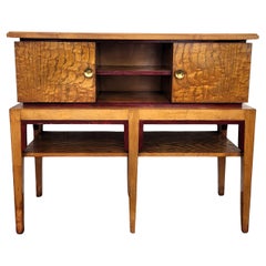 1970 Mid-Century Regency Italian Wood and Brass Consolle Sideboard (buffet à consoles en bois et laiton)