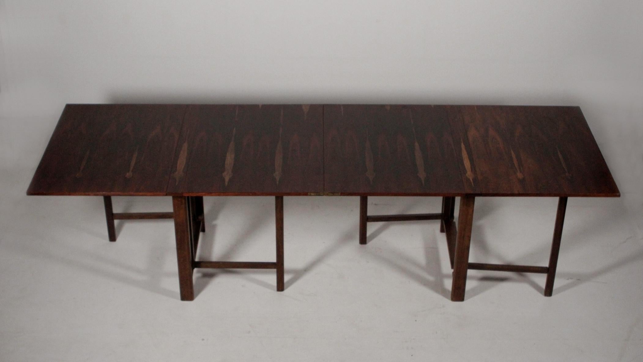 1970s Midcentury Rosewood Gateleg Dining Table after Bruno Mathsson's 