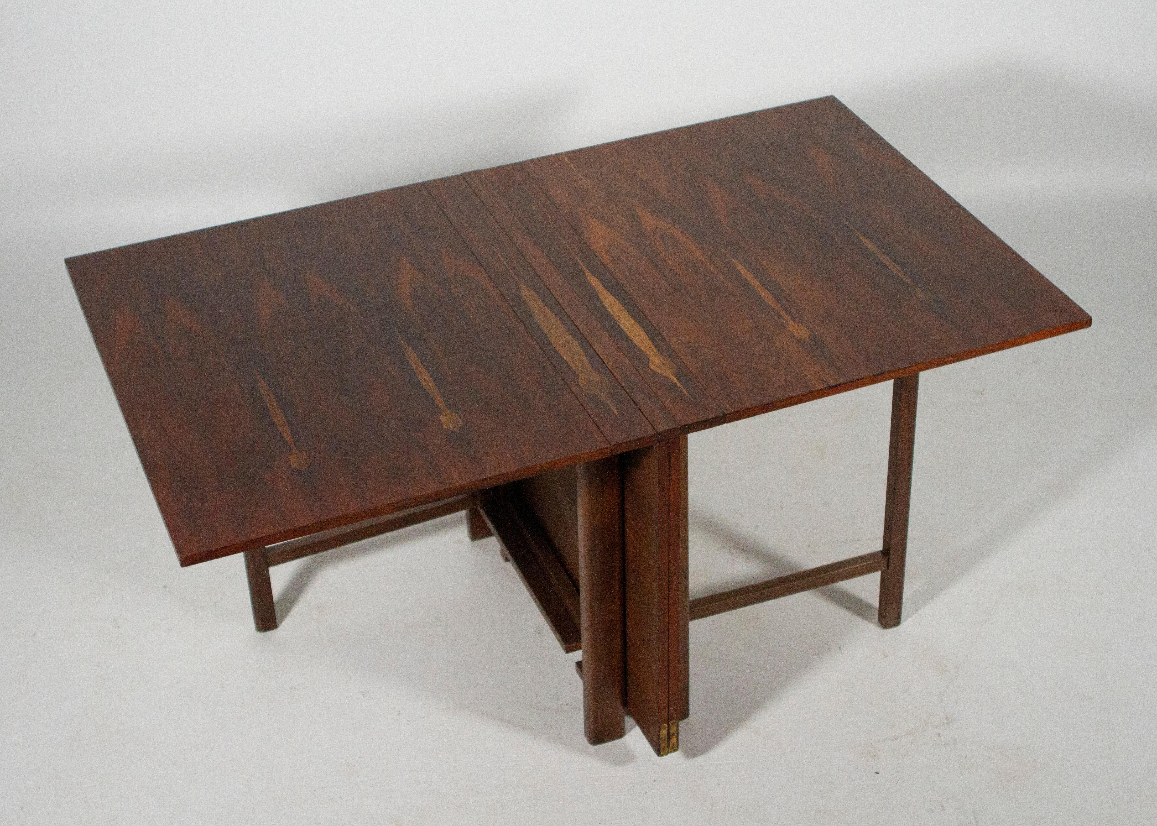 Late 20th Century 1970s Midcentury Rosewood Gateleg Dining Table after Bruno Mathsson's 