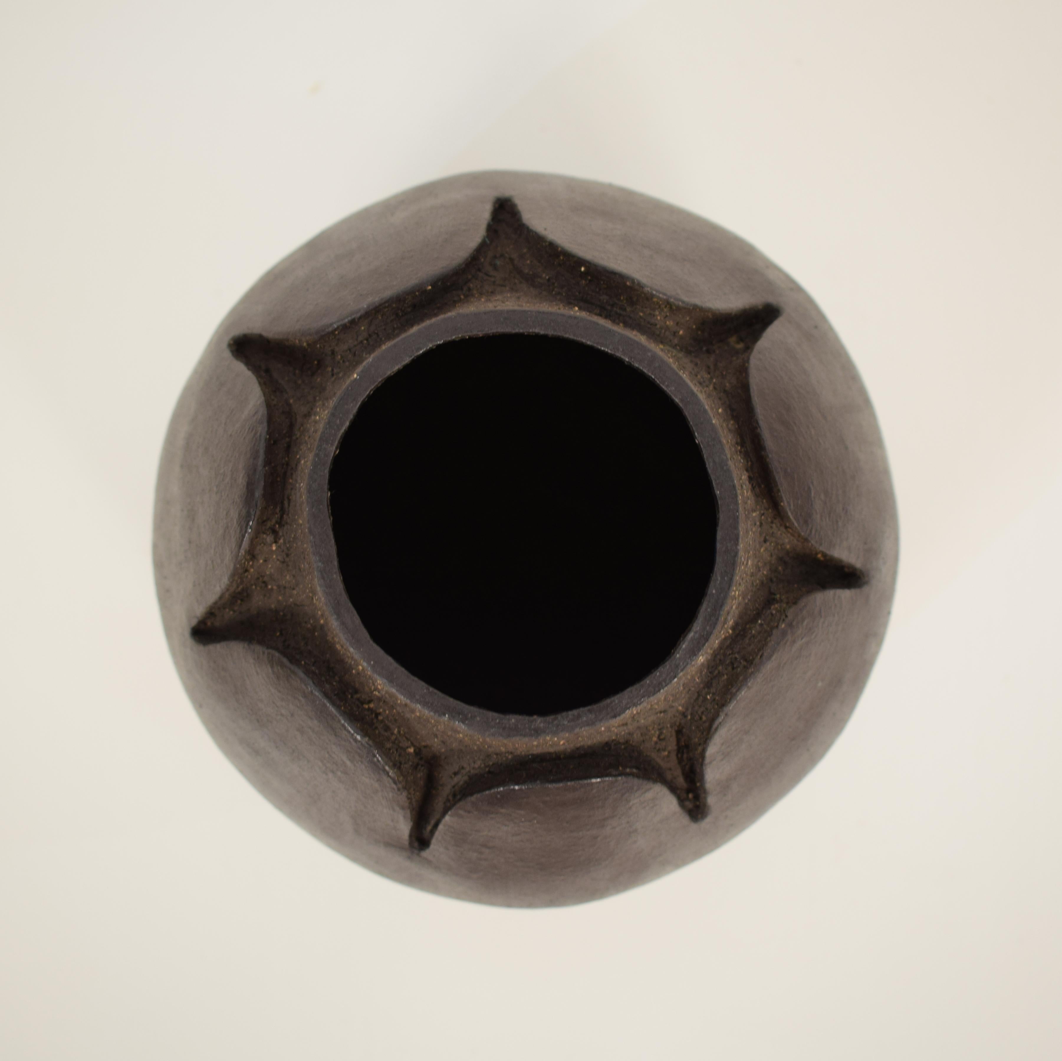 1970s Midcentury Scandinavian Stoneware Black Vase / Amphora, Denmark In Good Condition In Berlin, DE