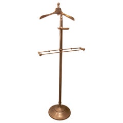 1970s Mid-Century Silver-Plated Metal Valet Stand with Hanger