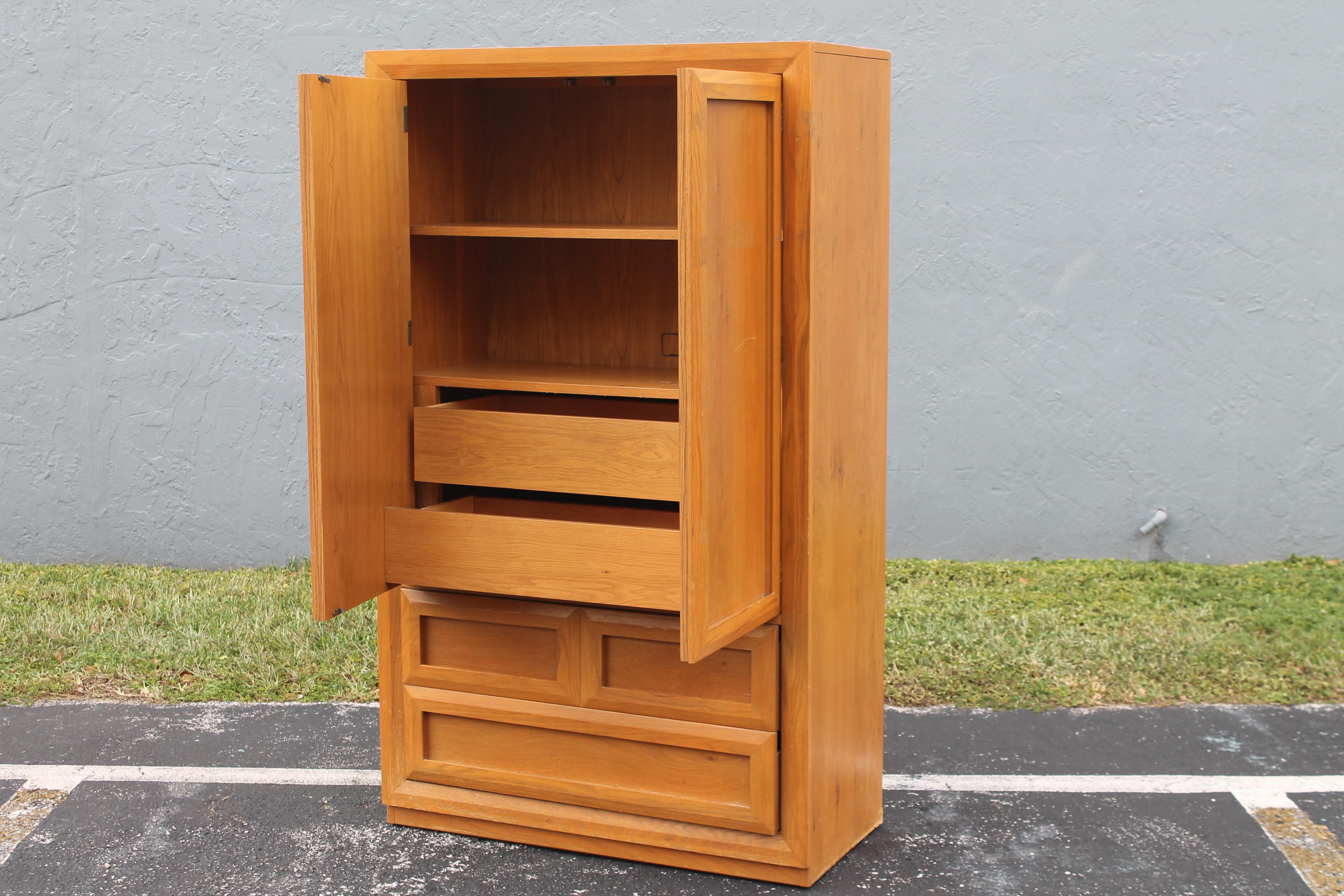 Late 20th Century 1970's Mid Century Storage Cabinet - Medium Tone Brown by Thomasville For Sale