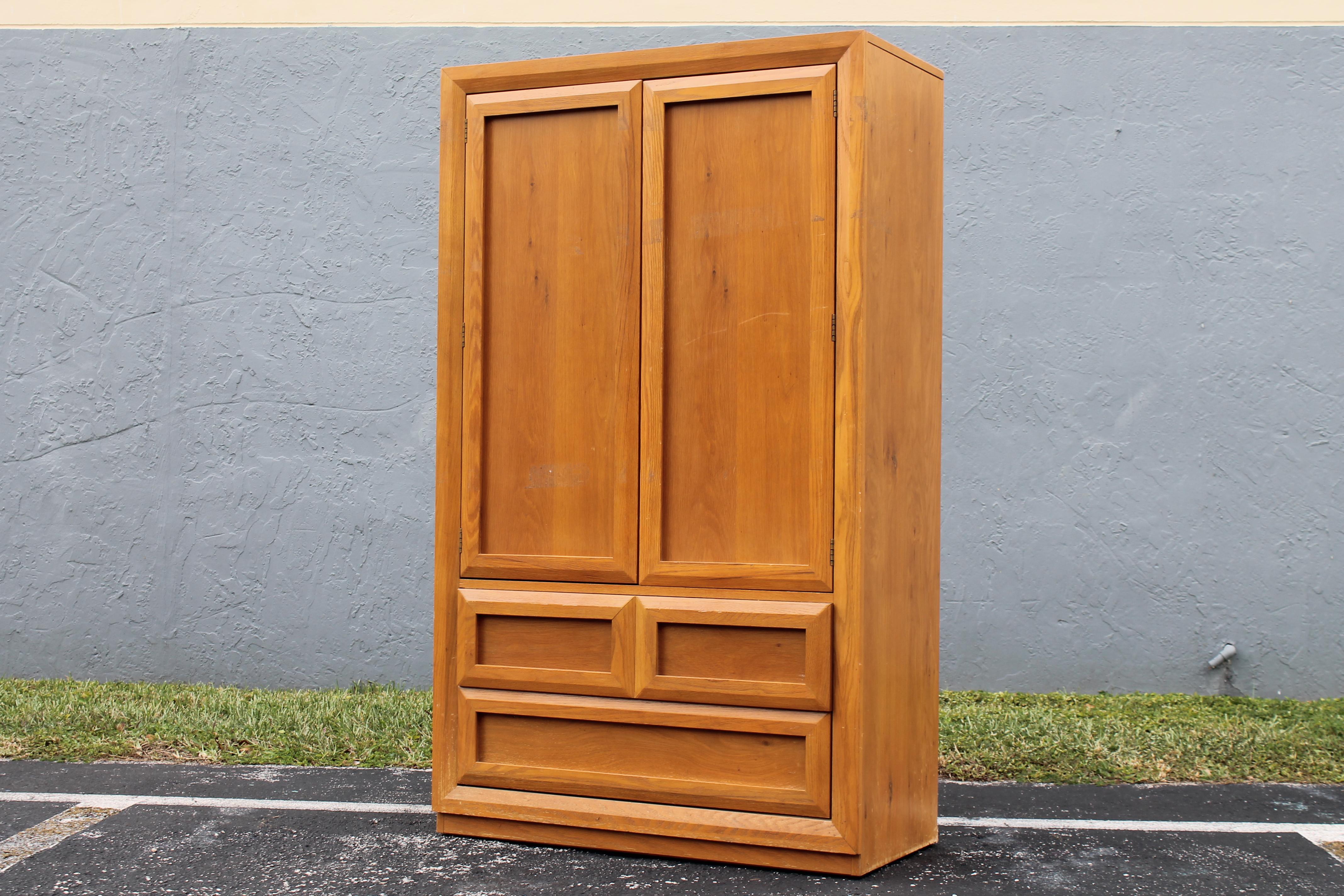 Wood 1970's Mid Century Storage Cabinet - Medium Tone Brown by Thomasville For Sale