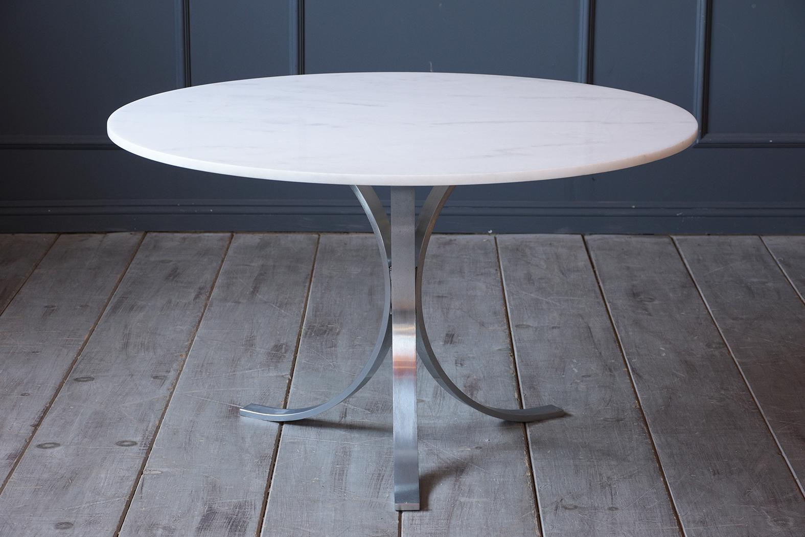 Modern 1970s Midcentury Style Chrome Pedestal Table