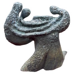 Sculpture surréaliste des années 1970 en bronze vert-de-gris, signée et datée