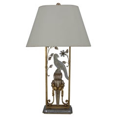 1970s Mid-Century Table Lamp by Maison Baguès with Crystal Parrot