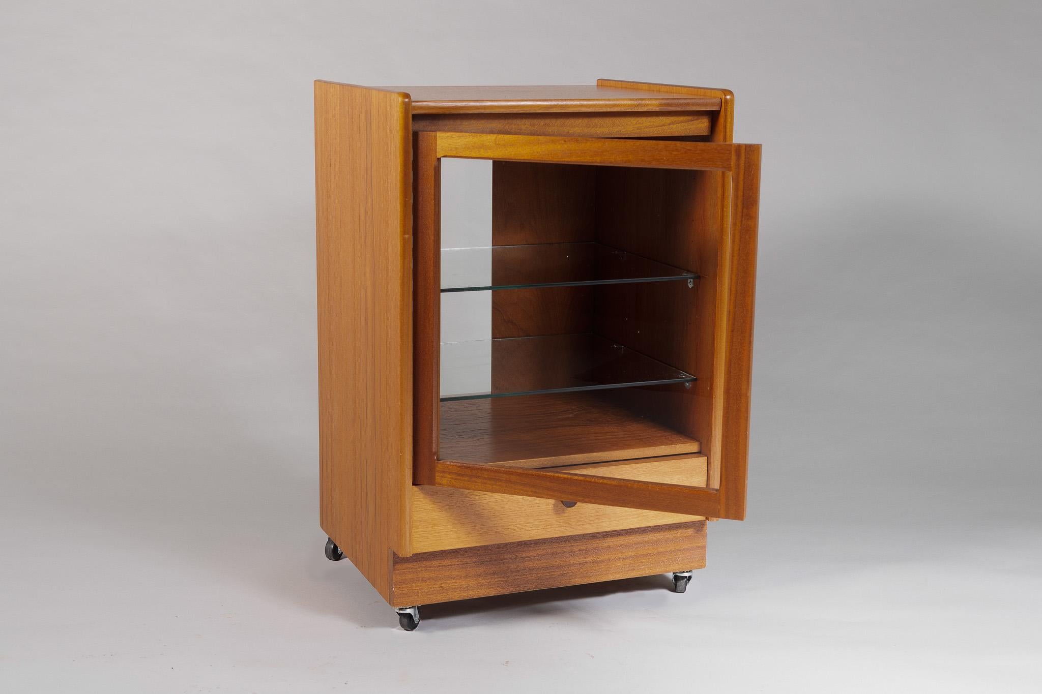 1970s Mid Century Teak HiFi Cabinet Vinyl Record Player Unit by Knoll 1