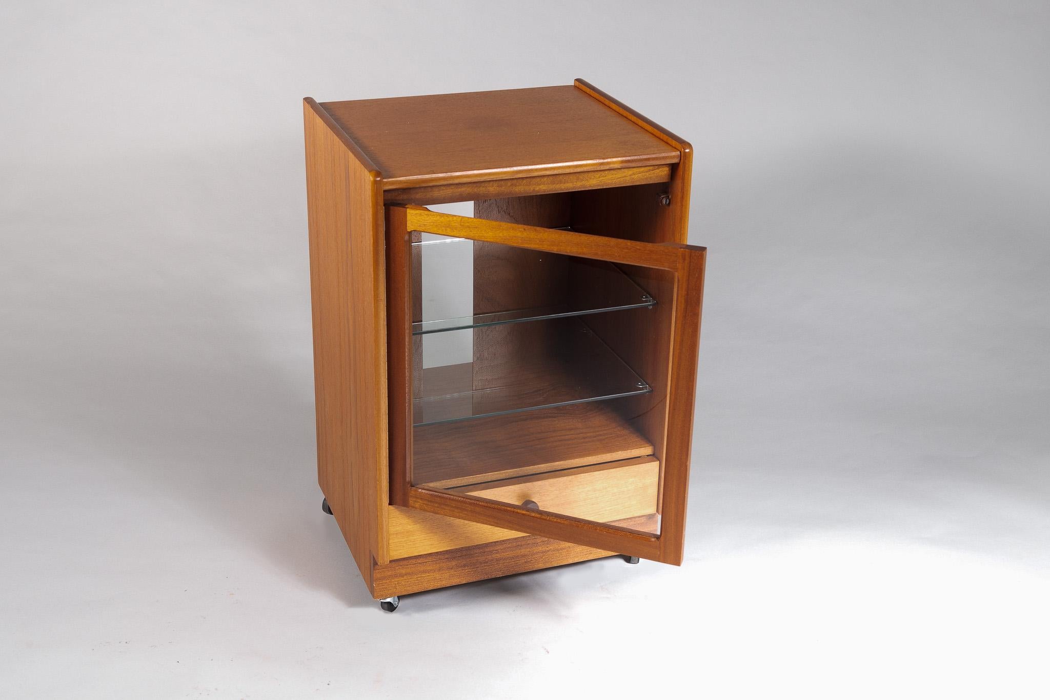 1970s Mid Century Teak HiFi Cabinet Vinyl Record Player Unit by Knoll 2