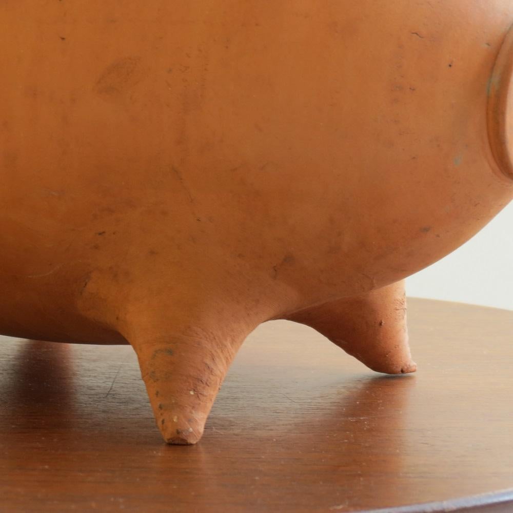 20th Century 1970s Mid Century Very Large Terracotta Handmade Money Box Pig For Sale