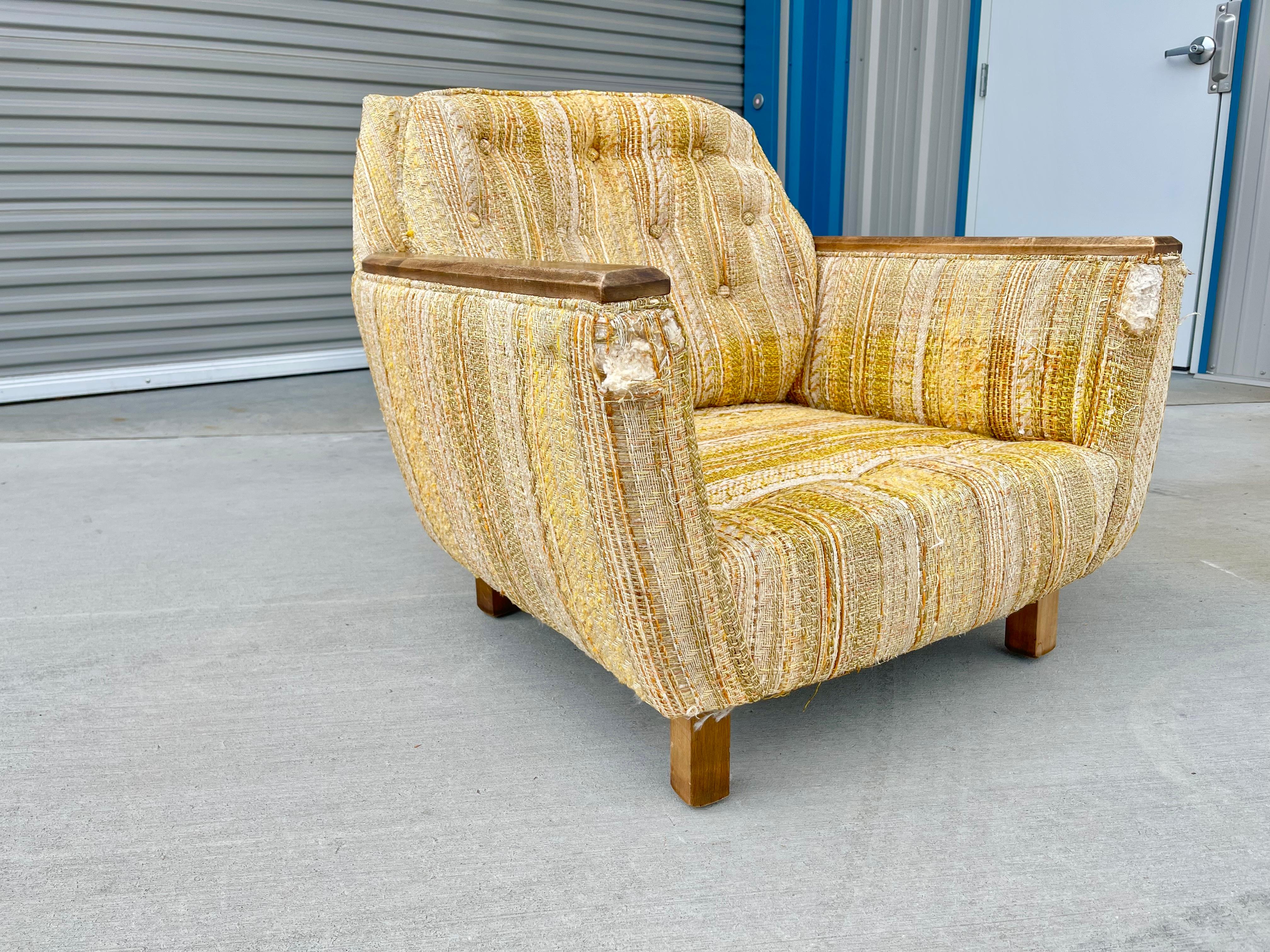 Late 20th Century 1970s Mid Century Walnut Armchair For Sale