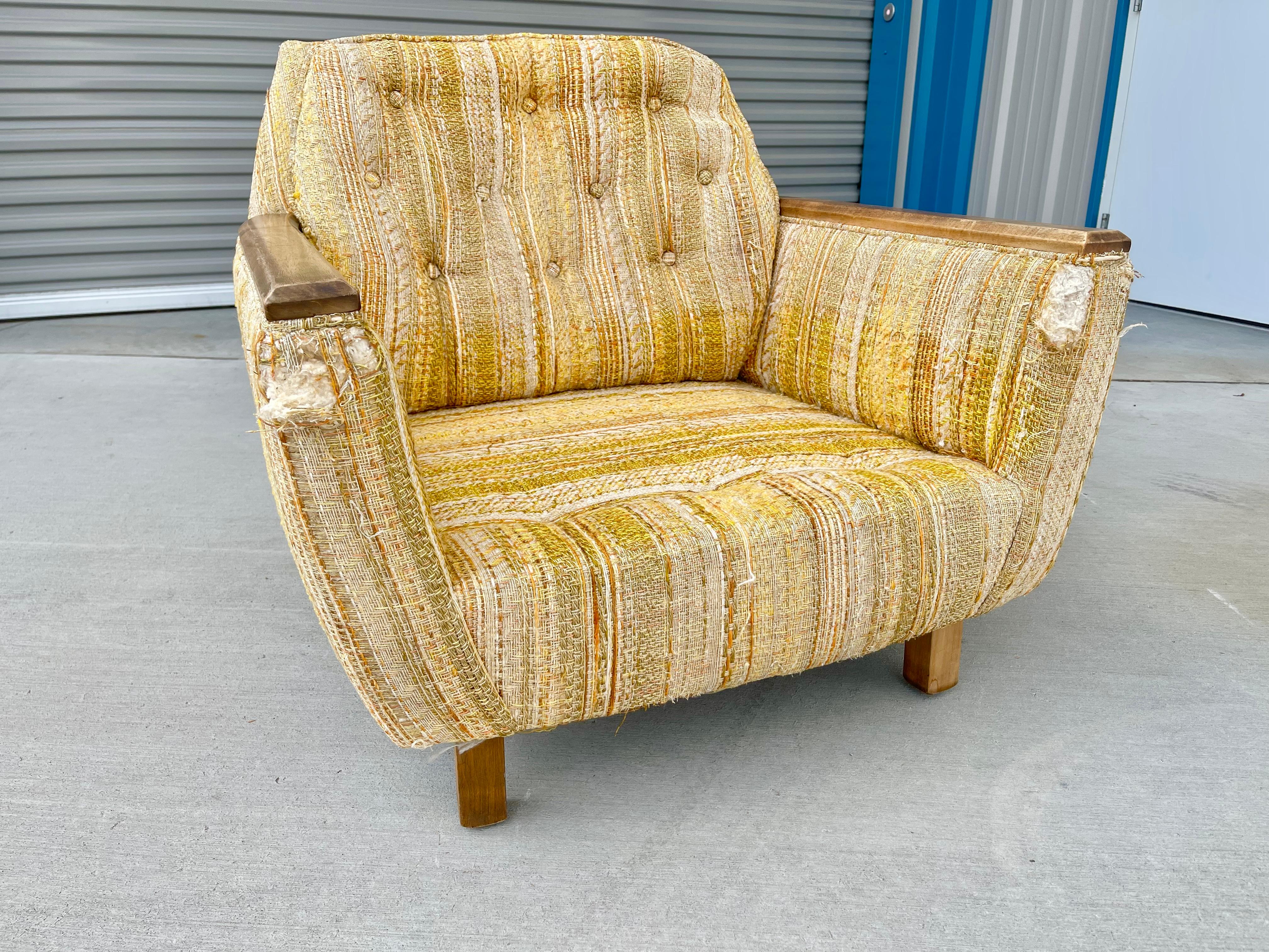 1970s Mid Century Walnut Armchair For Sale 1